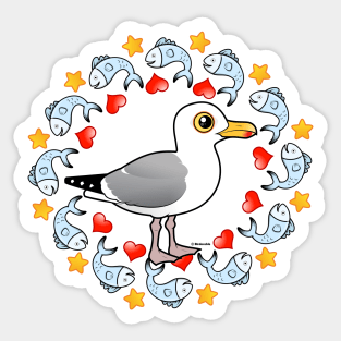 Cute Herring Gull Circle of Love Sticker